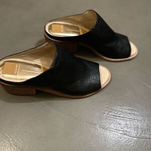 Women's Black Leather Mules